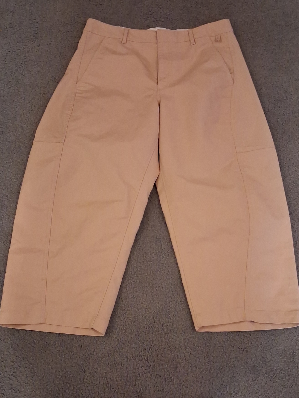 Maeve Anthropologie Chino Cropped Barrel Wide Leg Pants. Light Tan Color. (8)